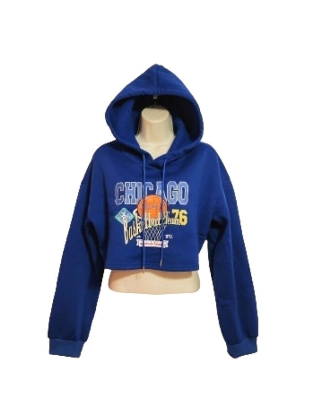 Salant Blue Fleece Graphic Hooded Sweatshirt Extra Large
